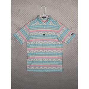 Bad Birdie Polo Shirt Men's Medium Performance Golf Pastel Aztec Stretch